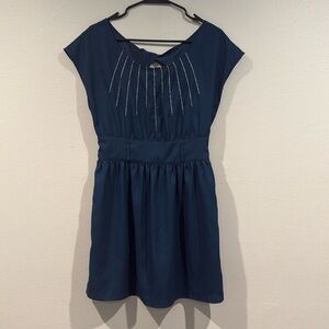Rory Beca Forever 21 Blue and Silver Short Mini Dress with Open Back Size Medium